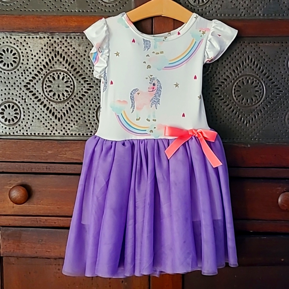 Girls Dress NWT 12-18 Moths, 2T,  Unicorn, Purple Tulle